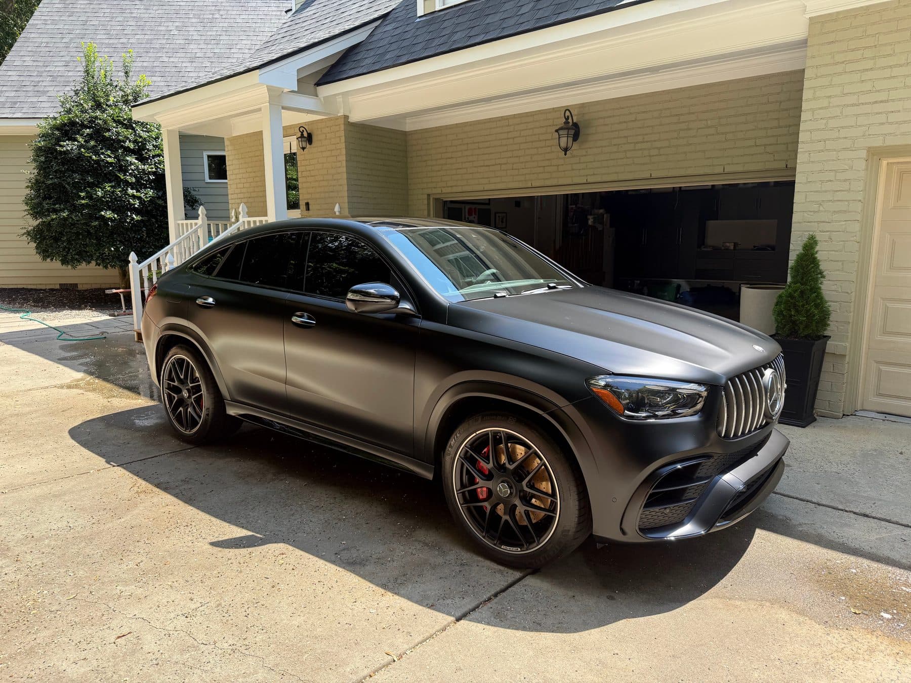 Satin black AMG GLE 63 S detailed on site