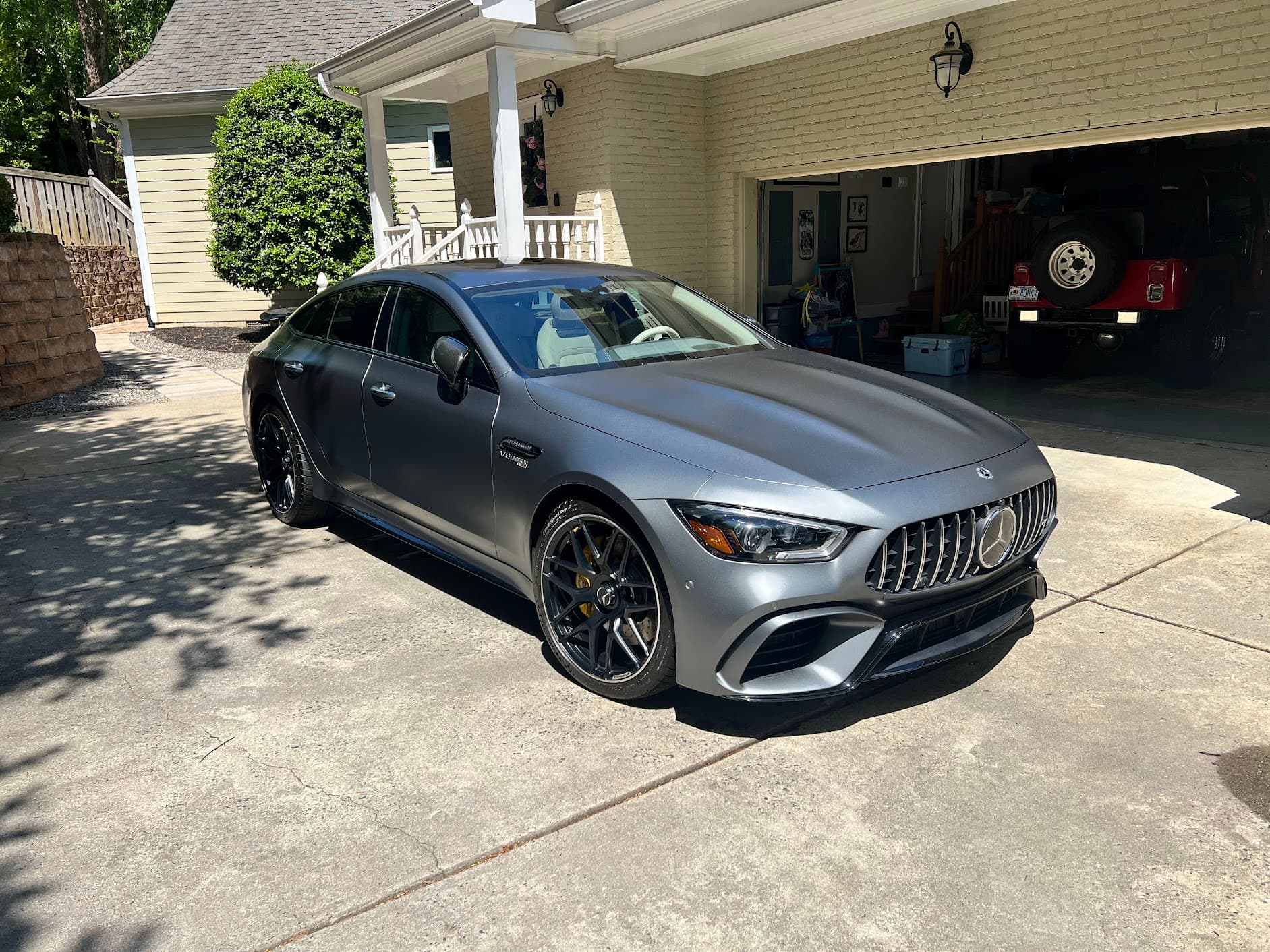 Matte gray Mercedes-AMG GT 63 detailed at a client's home