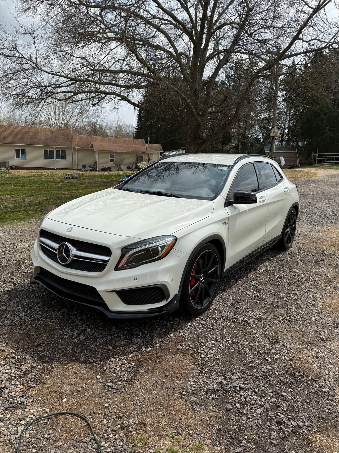 White Mercedes-AMG GLA 45 after a full exterior detail