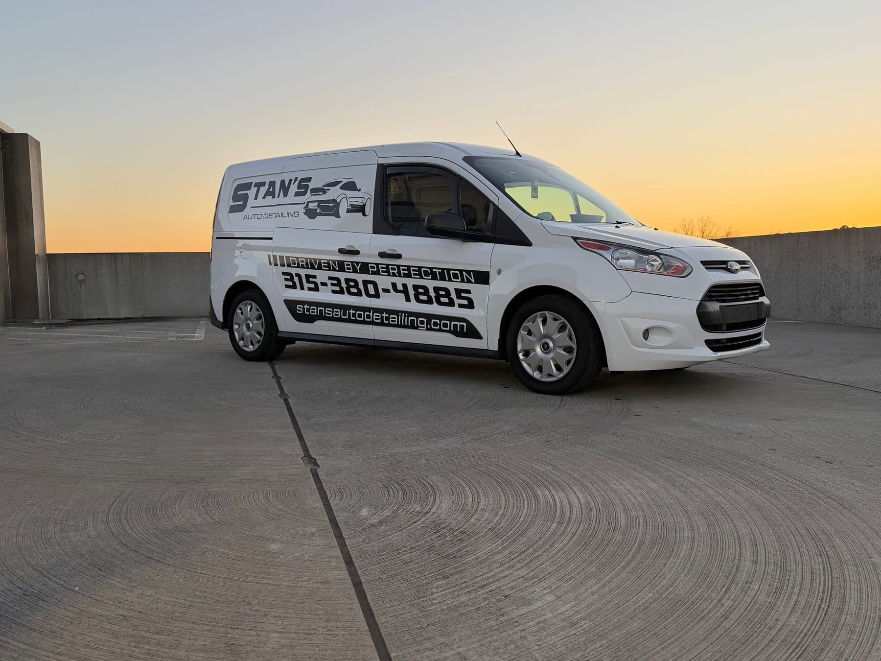 The Stan's Auto Detailing mobile van at sunset — driven by perfection